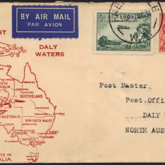 1934 (2nd Oct) Perth to Daly Waters with blue ...