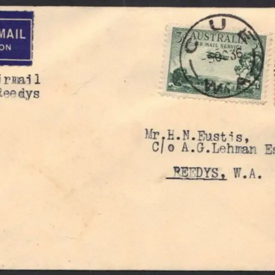 1936 (5th Oct) Cue to Reedys first airmail by WA ...