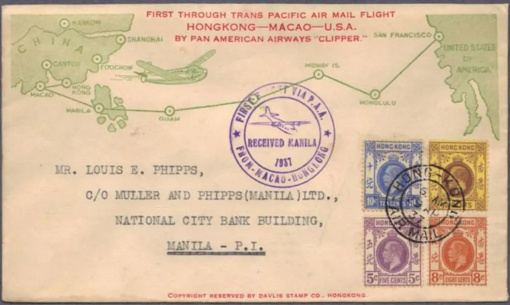 1937 (29th Apr) Hong Kong to Manila on First ... Image 1++