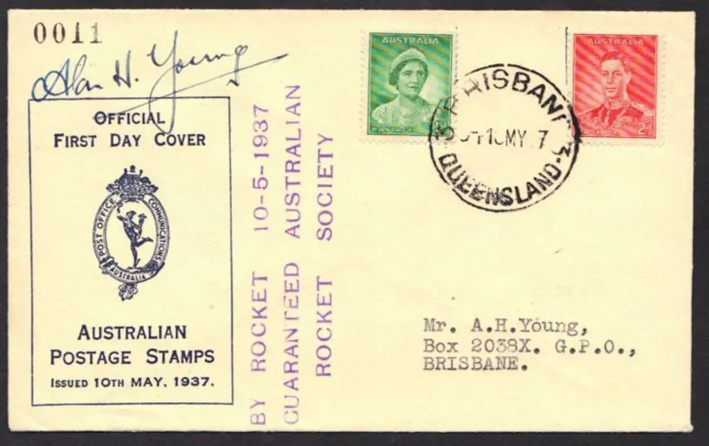 1937 (10th May) Rocket Mail Society 1d QM & 2d ... Image 1++