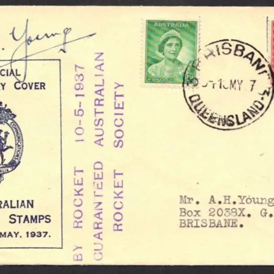1937 (10th May) Rocket Mail Society 1d QM & 2d ...
