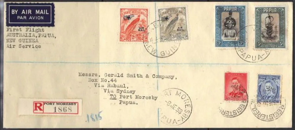 1938 Aust to Papua to New Guinea & return with 2 ... Image 1++