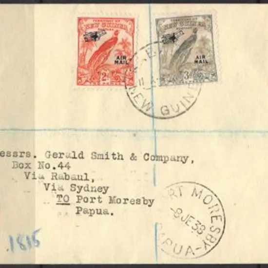 1938 Aust to Papua to New Guinea & return with 2 ...