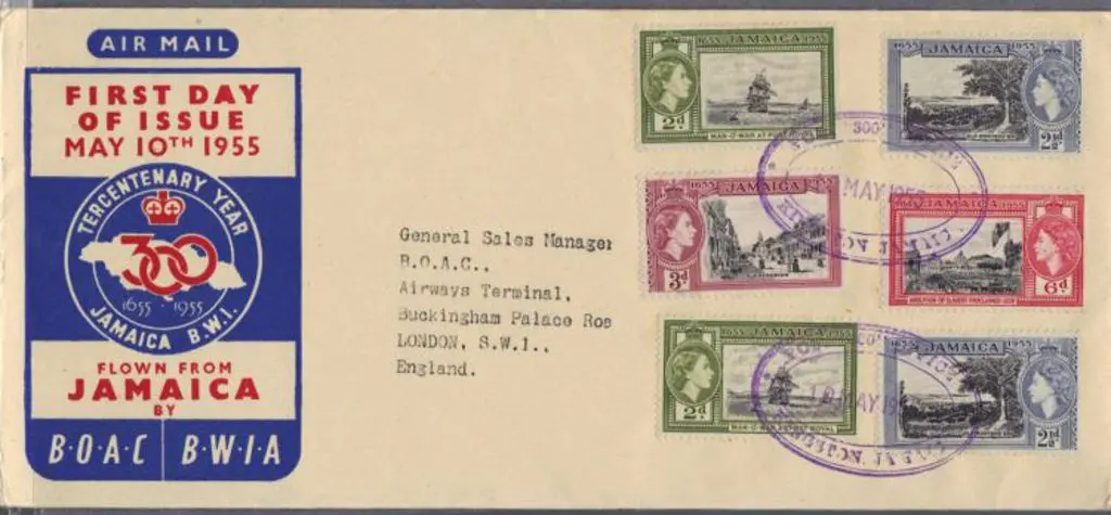 1955 (10th May) Tercentenary BOAC & BWIA Jamaica ... Image 1++
