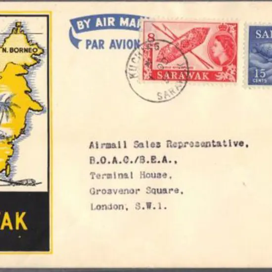 1957 (1st Oct) Sarawak to London BOAC & Malayan ...