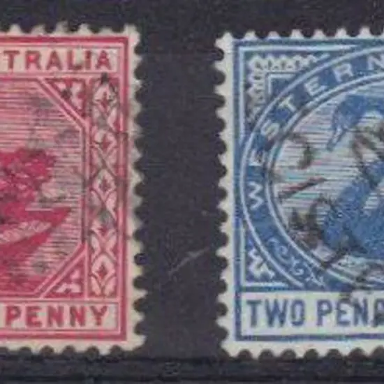Crown Registered strikes on a 1d red & 2½d blue ...