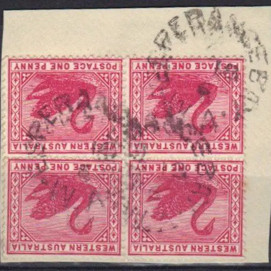 Esperance Bay 2c. 3 strikes on block 4 1d red ...
