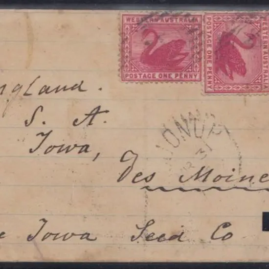 Kojonup 1897 (31st Mar)  "Austerity" cover made ...