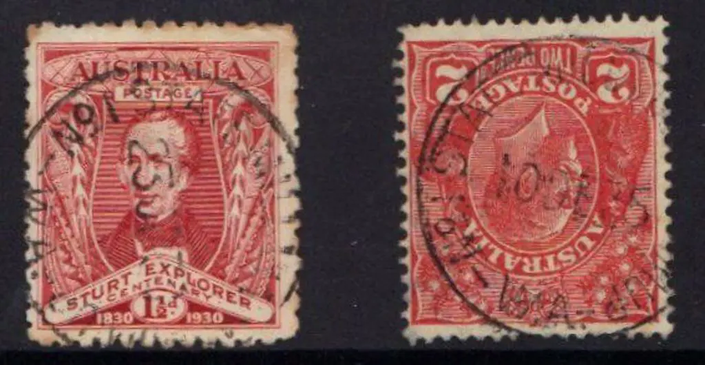 No.1 State Mill on 1½d Sturt (90%) & 2d red KGV ... Image 1++