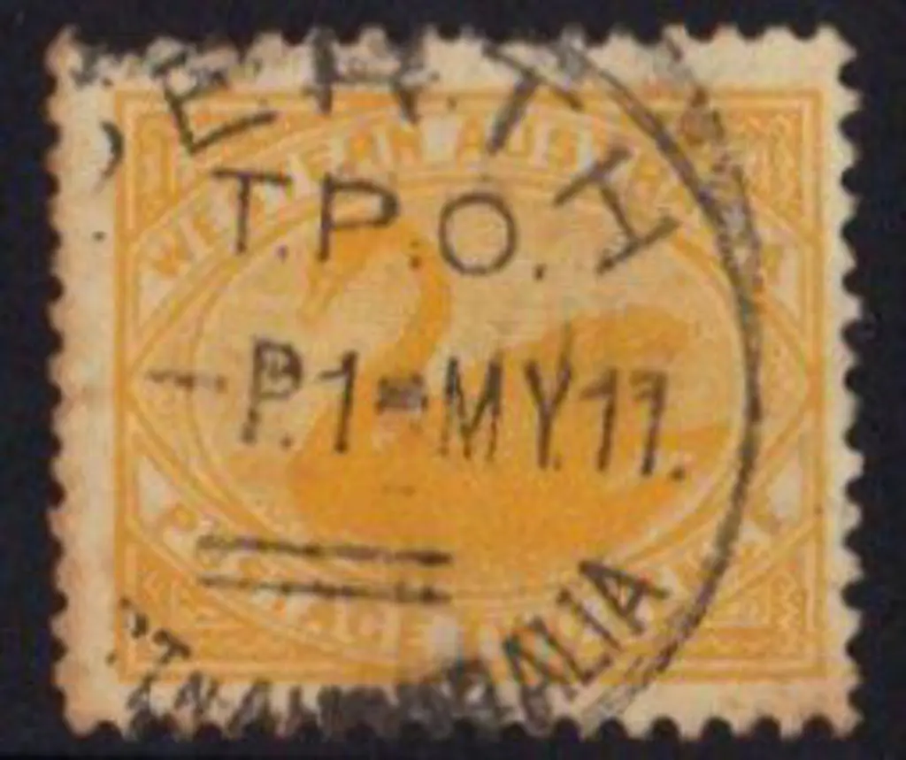 Travelling P.O. Perth TPO GPO 1 80% strike on 2d ... Image 1++
