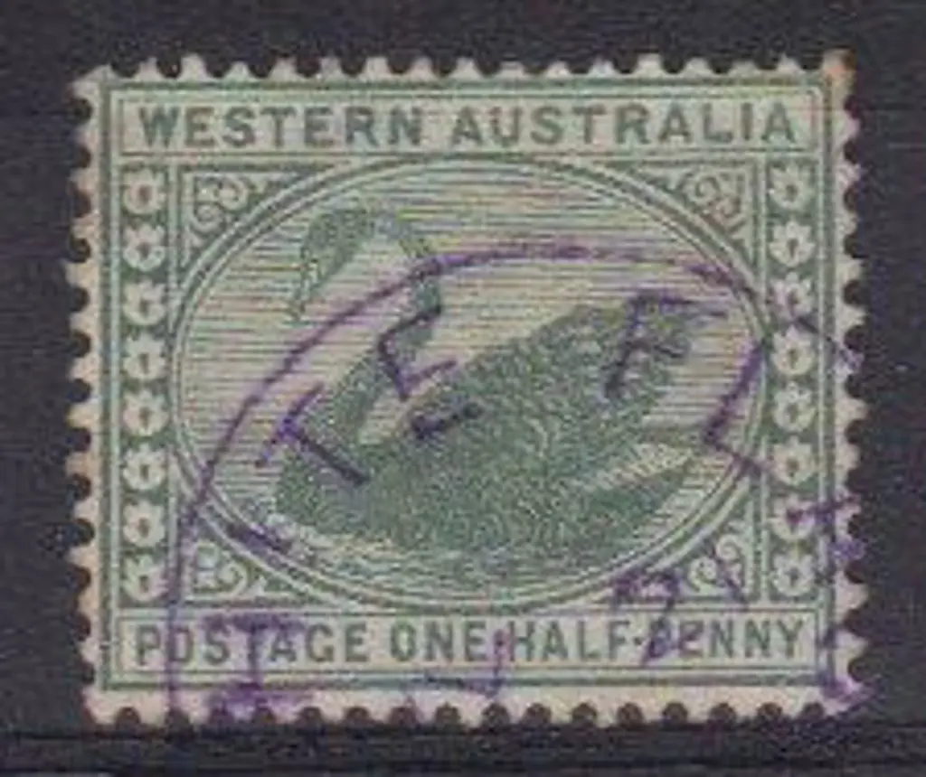 White Flag 3b violet on ½d green swan JL 21 ? Image 1++