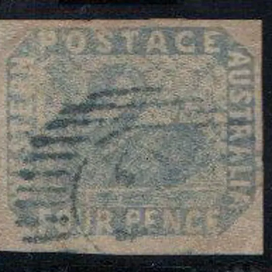 1854 4d pale blue fine used with rare blue cancel. ...