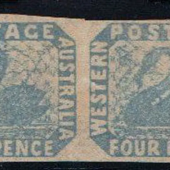 1854 4d pale blue imperf horizontal pair. Unused ...