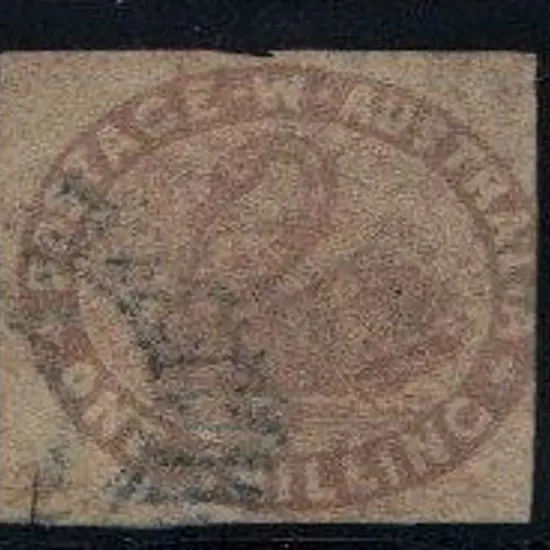 1855 1/- pale brown with part crown cancel. 3 ...