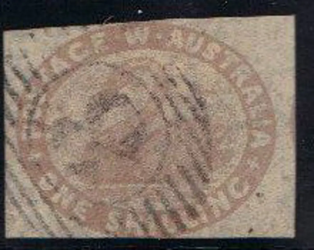 1855 1/- pale brown with light "8" obliterator. ... Image 1++