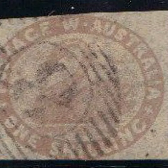1855 1/- pale brown with light "8" obliterator. ...