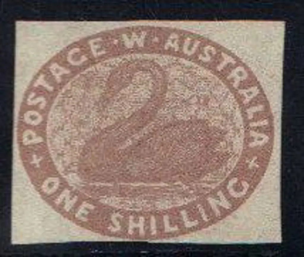 1855 1/- pale brown unused with 4 clear margins & ... Image 1++