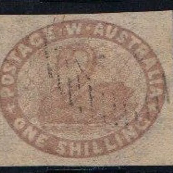 1855 1/- pale brown fine used with 4 large even ...