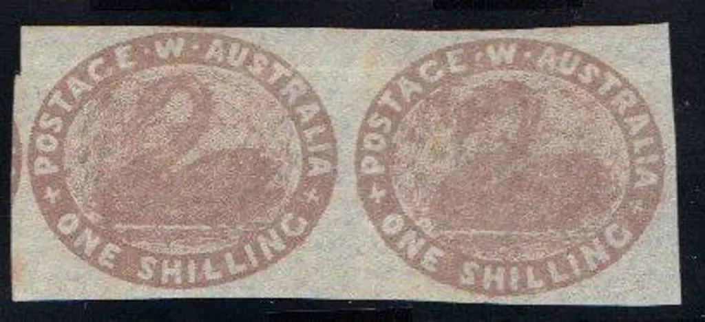 1855 1/- pale brown horizontal pair with huge to ... Image 1++