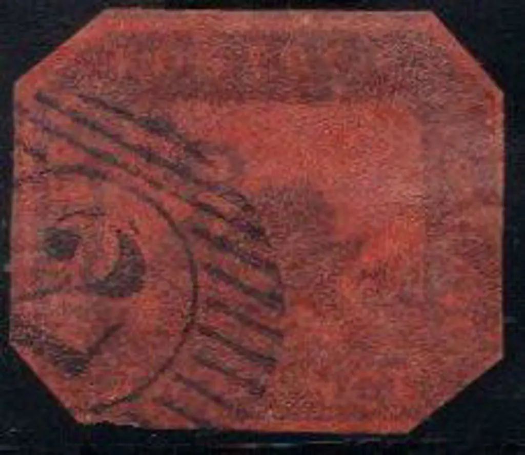 1858 2d brown black on red with barred numeral "2" ... Image 1++