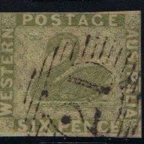 1860/4 6d sage green imperf with close but clear ...