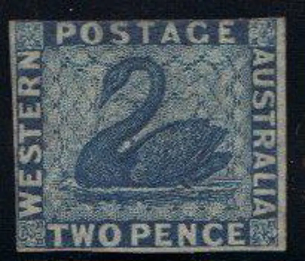 1861 2d blue swan imperf proof with 2½ margins. ... Image 1++