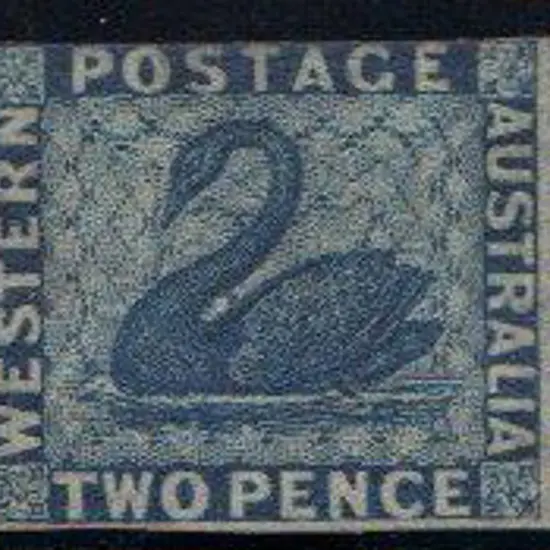 1861 2d blue swan imperf proof with 2½ margins. ...