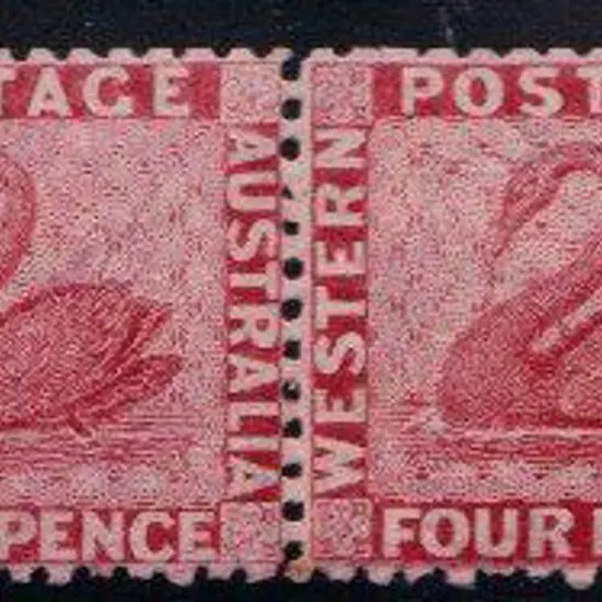 1865 4d carmine perf. 12½, horizontal pair. One ...