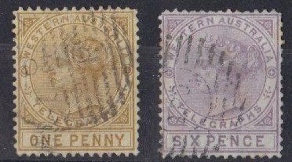 1886 1d bistre & 6d violet Telegraph stamps perf. ... Image 1++