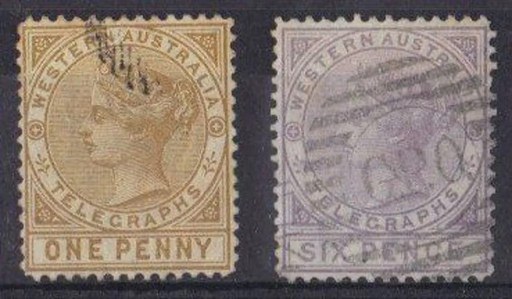 1886 1d bistre & 6d violet Telegraph stamps perf. ... Image 1++
