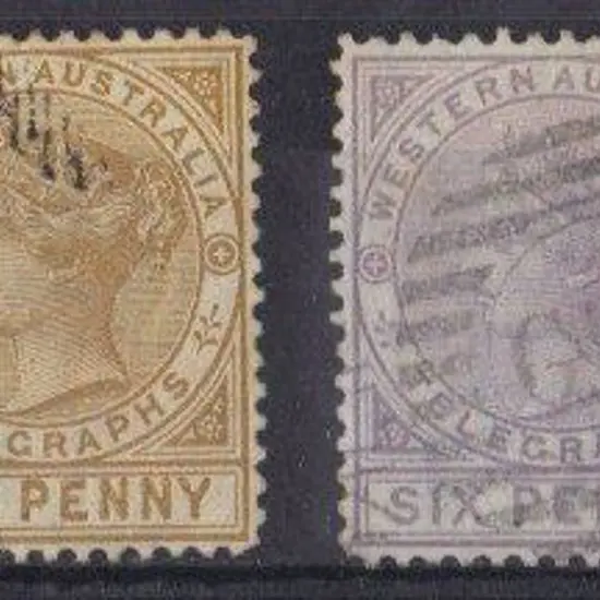 1886 1d bistre & 6d violet Telegraph stamps perf. ...