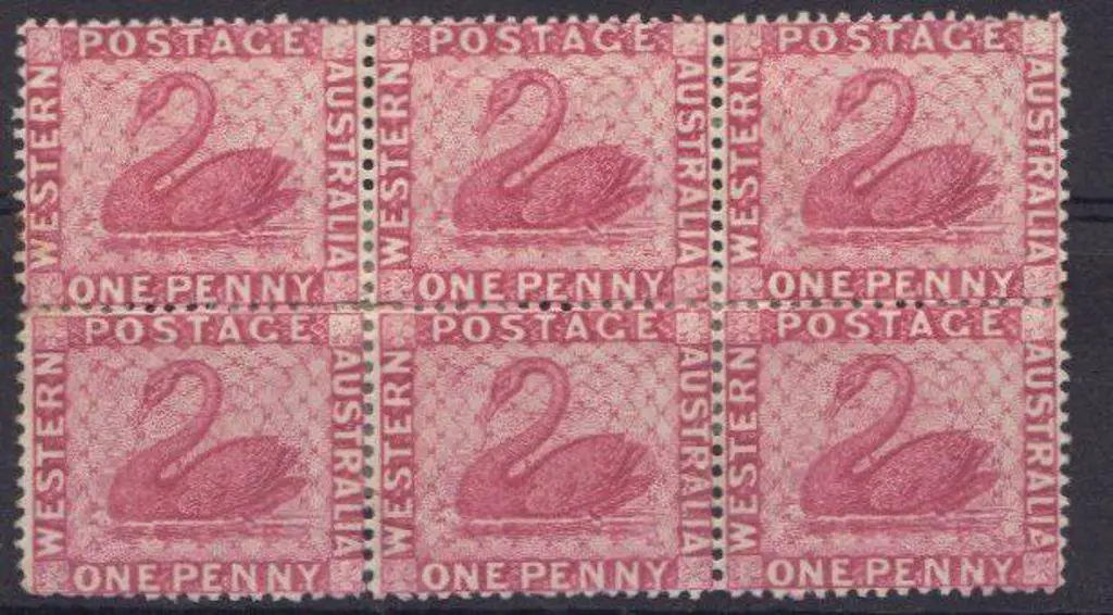 1888 1d carmine pink swans. Mint, reinforced block ... Image 1++