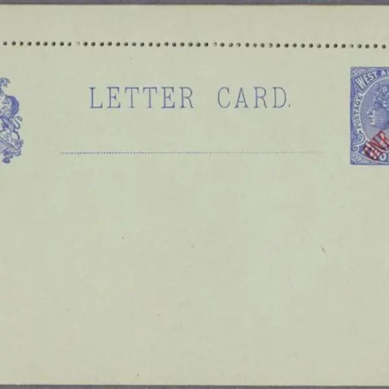 2d ultramarine QV letter card surcharged ONE PENNY ...