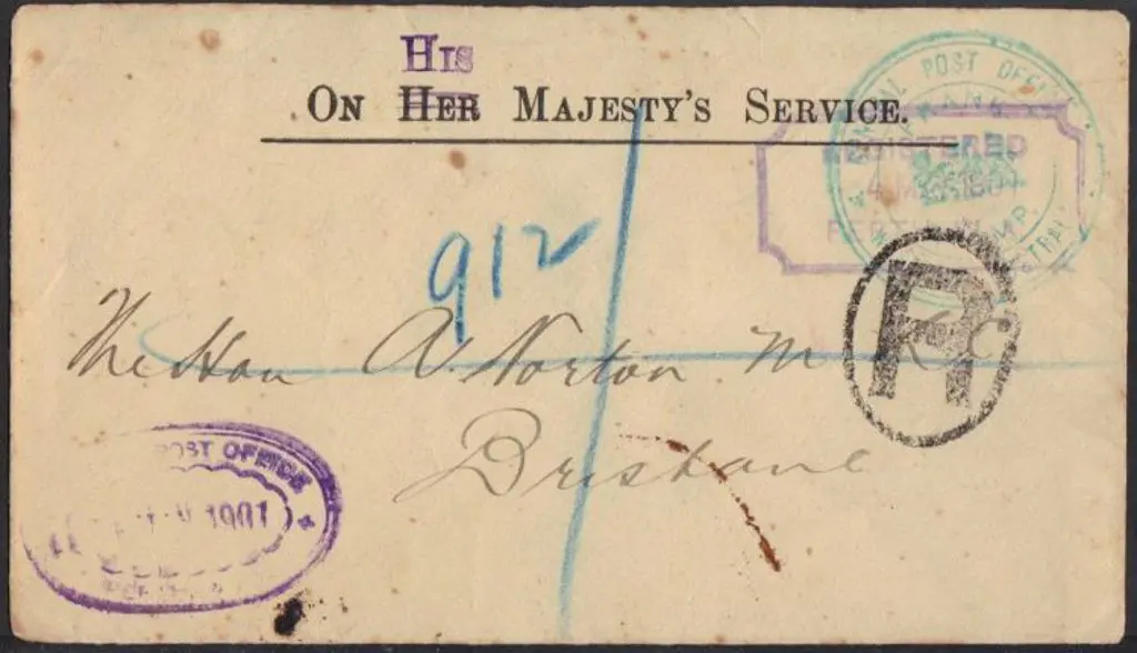 1901 (4th May) OHMS cover from Perth to Brisbane ... Image 1++