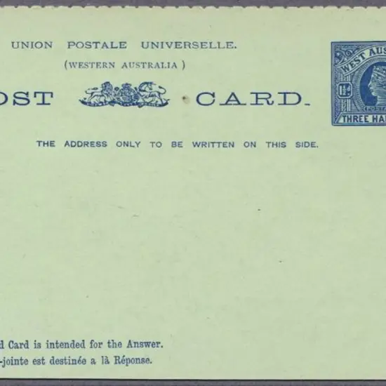 1902 QV 1½d + 1½d Paris blue unused Reply card in ...