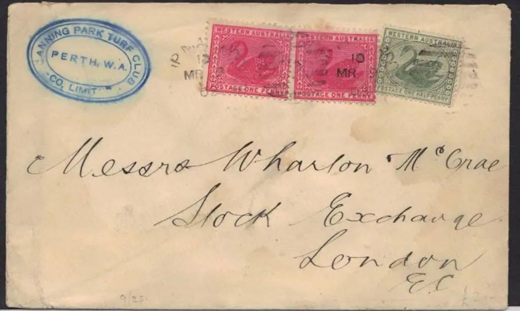 1903 (9th Mar) Canning Park Turf Club cover (ORS ... Image 1++