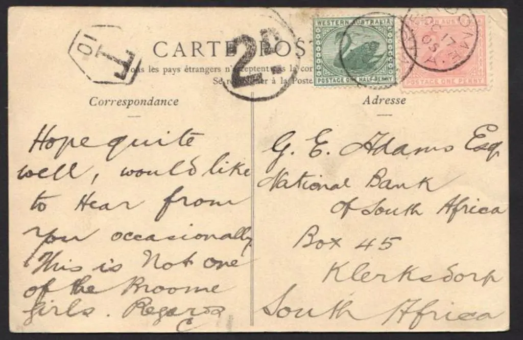 1905 (17th Oct) Postcard (b&w "Beauty") from ... Image 1++