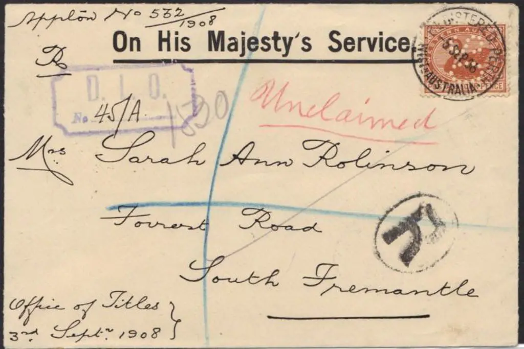 1908 (3rd Sept) OHMS office titles cover ... Image 1++