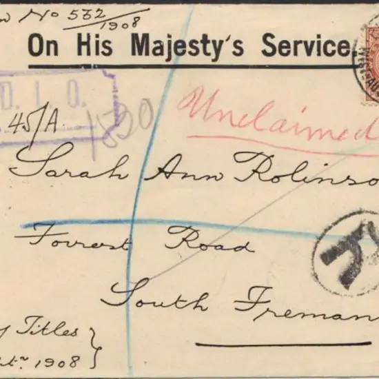 1908 (3rd Sept) OHMS office titles cover ...