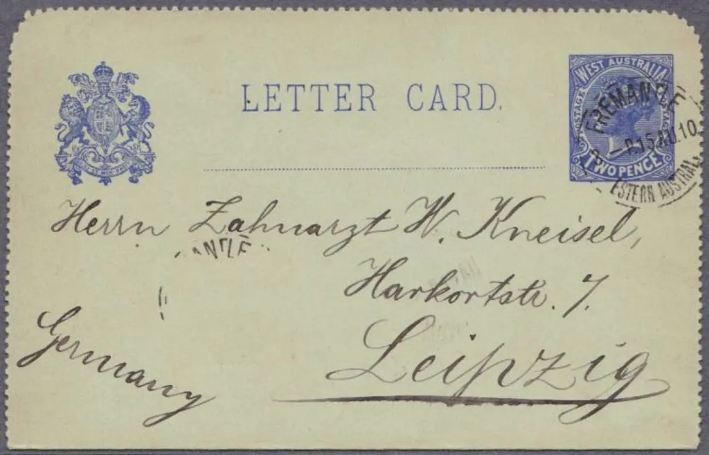 1908 2d Paris blue on grey stock QV letter card ... Image 1++