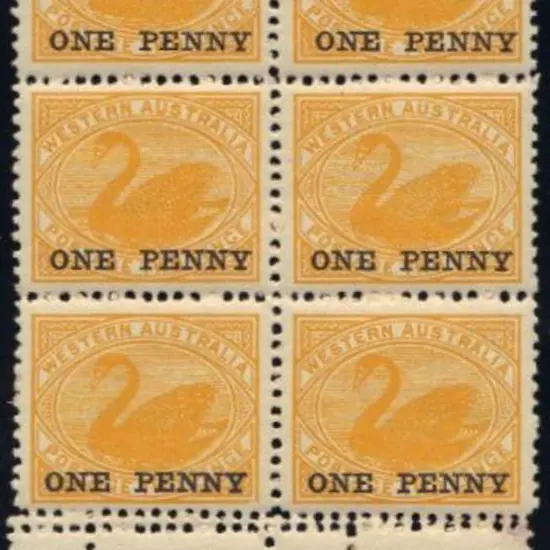 1912 ONE PENNY surcharge marginal block of 6 with ...