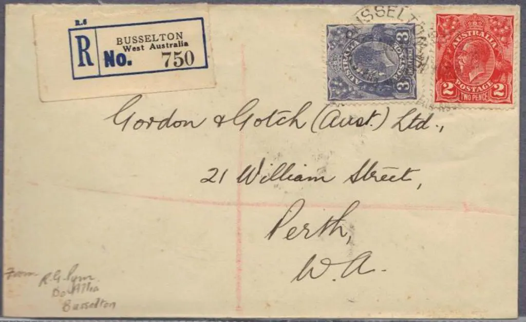 1931 (22nd Aug) Registered cover with Busselton ... Image 1++