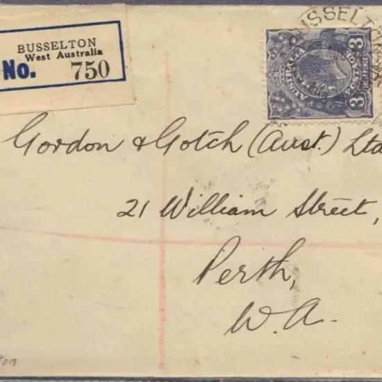 1931 (22nd Aug) Registered cover with Busselton ...