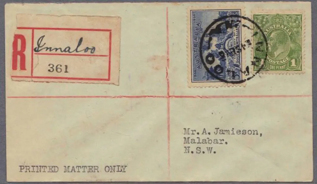 1936 (10th Sept) Registered cover Innaloo, WA to ... Image 1++