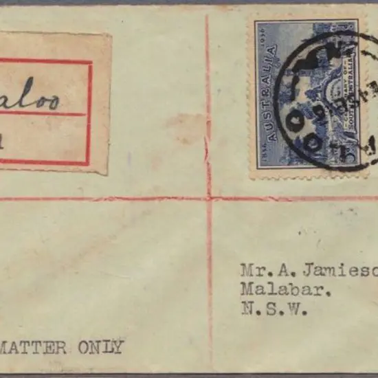 1936 (10th Sept) Registered cover Innaloo, WA to ...