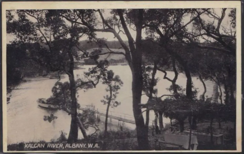 Postcard b&w "Kalgan River, Albany WA" published ... Image 1++