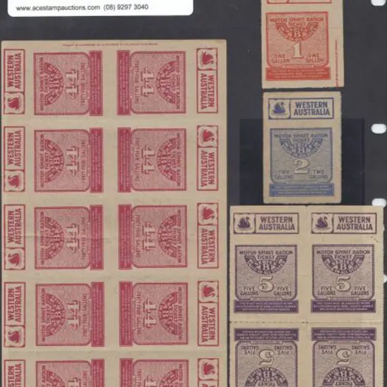 Motor Spirit Ration Tickets complete block of 10 ...