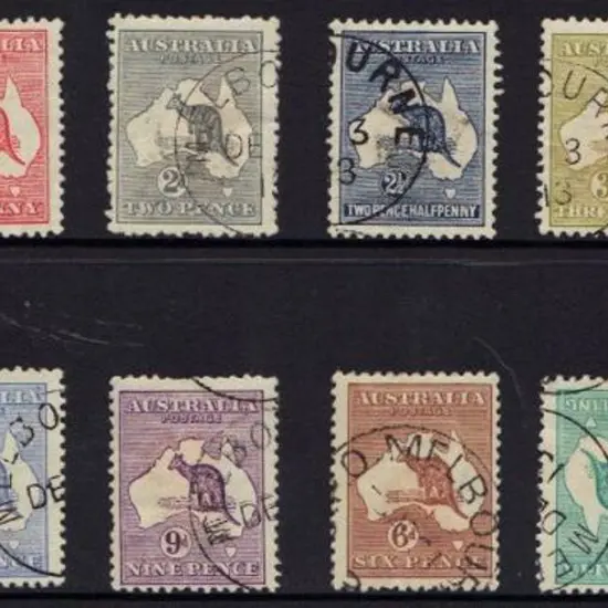 1913 1st wmk ½d to 2/- set of 12 with Melbourne ...