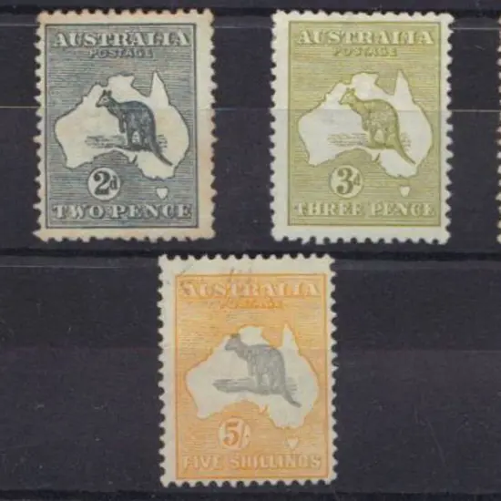 1913 1st wmk 1d red MLH, 2d grey, stained MLH, 3d ...