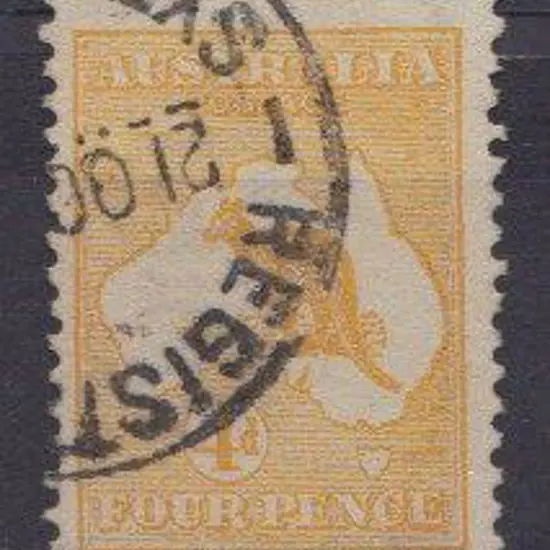 1913 1st wmk 4d orange-yellow shade. Centred low. ...